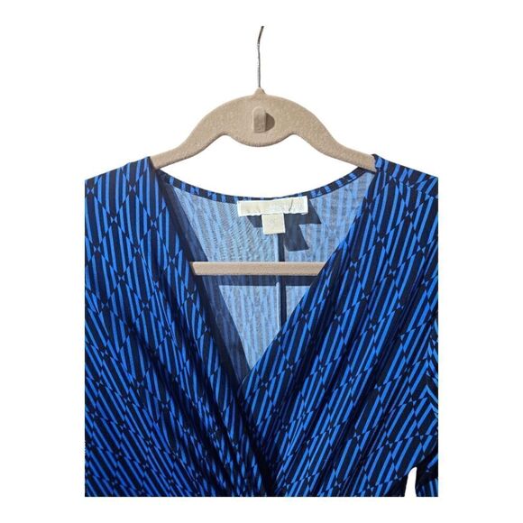 MICHAEL KORS Blue Black Wrap Dress - Size Medium - Picture 5 of 10